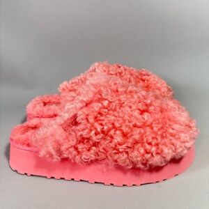 UGG UGGplush Pink Maxi Curly Platform Wool Slide Slippers